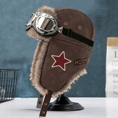 Pălărie Lei Feng Pălărie de pluș pentru bărbați Pălărie de protecție a urechilor pentru femei, iarnă, ciclism, rezistent la vânt, pălărie cu stea roșie, pălărie retro, rece și caldă