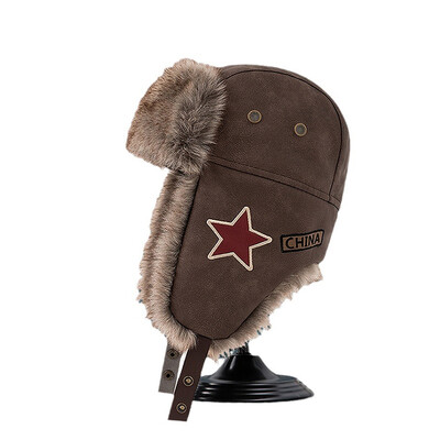 Pălărie Lei Feng Pălărie de pluș pentru bărbați Pălărie de protecție a urechilor pentru femei, iarnă, ciclism, rezistent la vânt, pălărie cu stea roșie, pălărie retro, rece și caldă