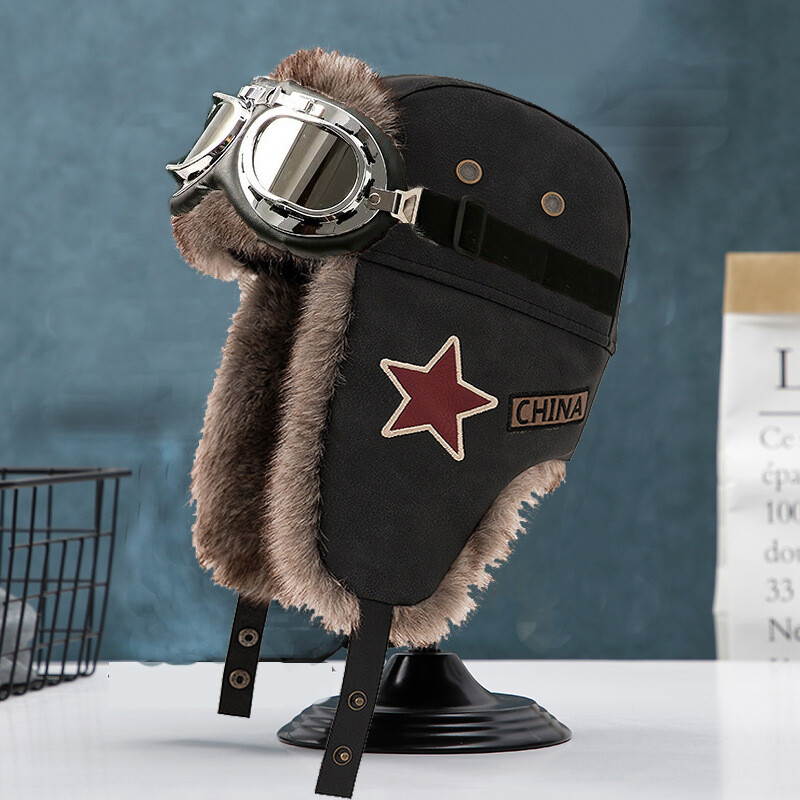 Pălărie Lei Feng Pălărie de pluș pentru bărbați Pălărie de protecție a urechilor pentru femei, iarnă, ciclism, rezistent la vânt, pălărie cu stea roșie, pălărie retro, rece și caldă