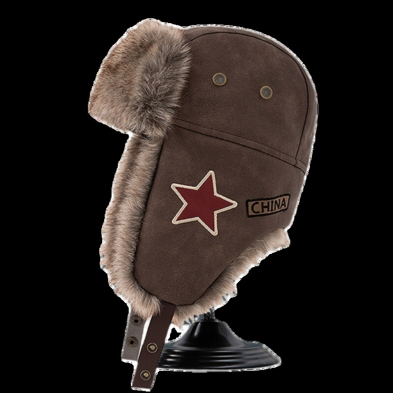 Pălărie Lei Feng Pălărie de pluș pentru bărbați Pălărie de protecție a urechilor pentru femei, iarnă, ciclism, rezistent la vânt, pălărie cu stea roșie, pălărie retro, rece și caldă
