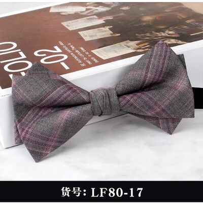 2024 Нова мъжка мода Бизнес официални вълнени папийонки Двуслойни кафяви карирани сиви папийонки Сватбен банкет на младоженеца Пеперуда