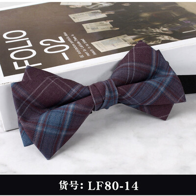 2024 Нова мъжка мода Бизнес официални вълнени папийонки Двуслойни кафяви карирани сиви папийонки Сватбен банкет на младоженеца Пеперуда