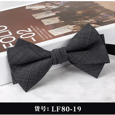 2024 Нова мъжка мода Бизнес официални вълнени папийонки Двуслойни кафяви карирани сиви папийонки Сватбен банкет на младоженеца Пеперуда