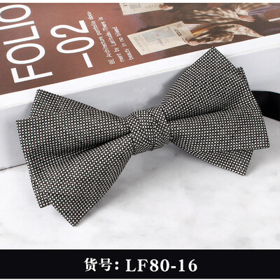 2024 Нова мъжка мода Бизнес официални вълнени папийонки Двуслойни кафяви карирани сиви папийонки Сватбен банкет на младоженеца Пеперуда