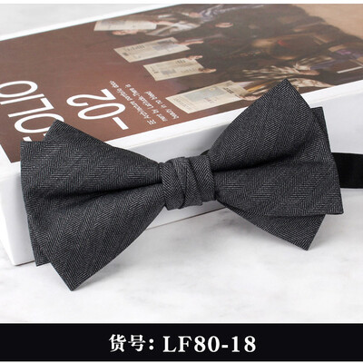 2024 Нова мъжка мода Бизнес официални вълнени папийонки Двуслойни кафяви карирани сиви папийонки Сватбен банкет на младоженеца Пеперуда