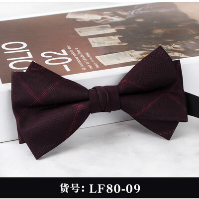 2024 Нова мъжка мода Бизнес официални вълнени папийонки Двуслойни кафяви карирани сиви папийонки Сватбен банкет на младоженеца Пеперуда