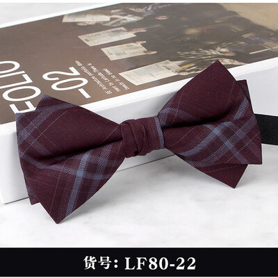 2024 Нова мъжка мода Бизнес официални вълнени папийонки Двуслойни кафяви карирани сиви папийонки Сватбен банкет на младоженеца Пеперуда