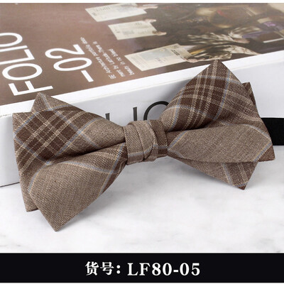 2024 Нова мъжка мода Бизнес официални вълнени папийонки Двуслойни кафяви карирани сиви папийонки Сватбен банкет на младоженеца Пеперуда