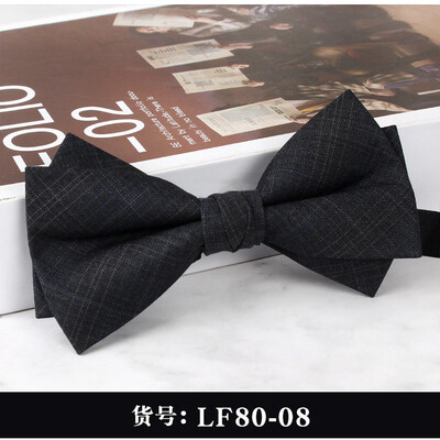 2024 Нова мъжка мода Бизнес официални вълнени папийонки Двуслойни кафяви карирани сиви папийонки Сватбен банкет на младоженеца Пеперуда