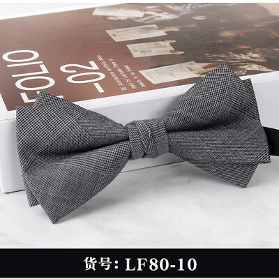 2024 Нова мъжка мода Бизнес официални вълнени папийонки Двуслойни кафяви карирани сиви папийонки Сватбен банкет на младоженеца Пеперуда