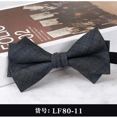 2024 Нова мъжка мода Бизнес официални вълнени папийонки Двуслойни кафяви карирани сиви папийонки Сватбен банкет на младоженеца Пеперуда