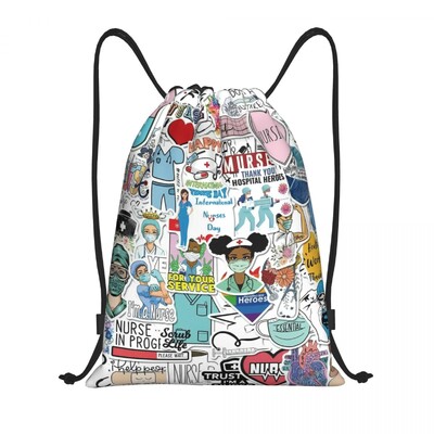 Personalizat Enfermera En Apuros Doctor Nurse Geantă medicală cu șnur Femei Bărbați Rucsac de depozitare sport ușor pentru gimnastică