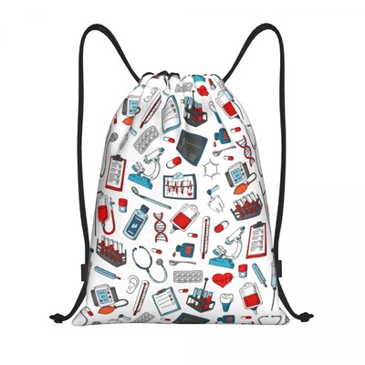 Personalizat Enfermera En Apuros Doctor Nurse Geantă medicală cu șnur Femei Bărbați Rucsac de depozitare sport ușor pentru gimnastică