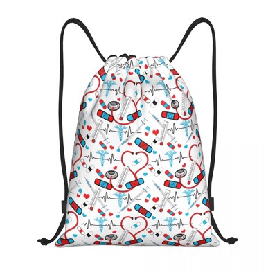 Personalizat Enfermera En Apuros Doctor Nurse Geantă medicală cu șnur Femei Bărbați Rucsac de depozitare sport ușor pentru gimnastică