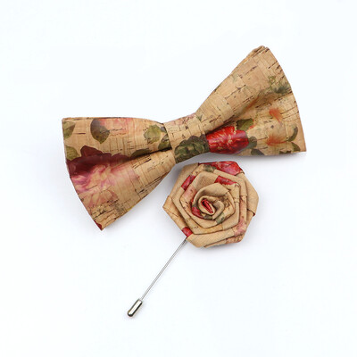 Uus korgist puidust kikilipsu komplekt meeste uudne käsitsi valmistatud lilleline ühevärviline kikilipsu pross peigmehele pulmapeo retro ülikonna aksessuaarid