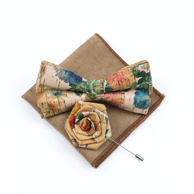 Uus korgist puidust kikilipsu komplekt meeste uudne käsitsi valmistatud lilleline ühevärviline kikilipsu pross peigmehele pulmapeo retro ülikonna aksessuaarid