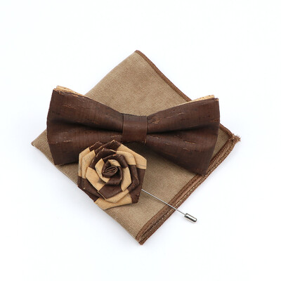 Uus korgist puidust kikilipsu komplekt meeste uudne käsitsi valmistatud lilleline ühevärviline kikilipsu pross peigmehele pulmapeo retro ülikonna aksessuaarid