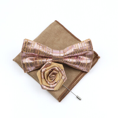 Uus korgist puidust kikilipsu komplekt meeste uudne käsitsi valmistatud lilleline ühevärviline kikilipsu pross peigmehele pulmapeo retro ülikonna aksessuaarid