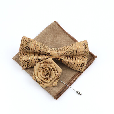 Uus korgist puidust kikilipsu komplekt meeste uudne käsitsi valmistatud lilleline ühevärviline kikilipsu pross peigmehele pulmapeo retro ülikonna aksessuaarid