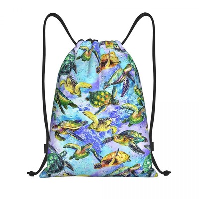 Prilagođena ruksak s kornjačama Ocean World Turtles Seahorse Sportska torba za teretanu za žene i muškarce Morski životni torba za kupovinu