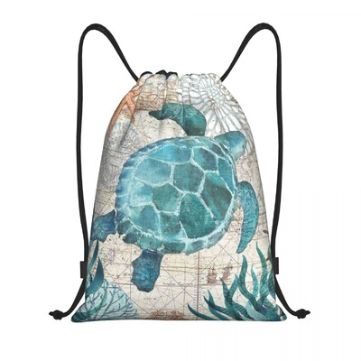 Prilagođena ruksak s kornjačama Ocean World Turtles Seahorse Sportska torba za teretanu za žene i muškarce Morski životni torba za kupovinu