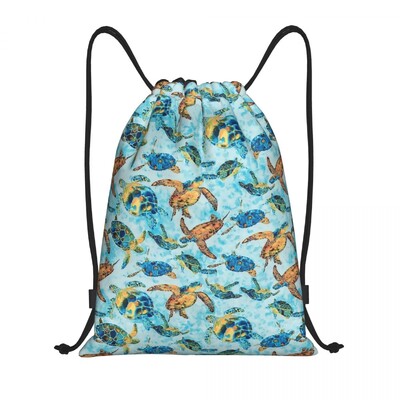 Prilagođena ruksak s kornjačama Ocean World Turtles Seahorse Sportska torba za teretanu za žene i muškarce Morski životni torba za kupovinu