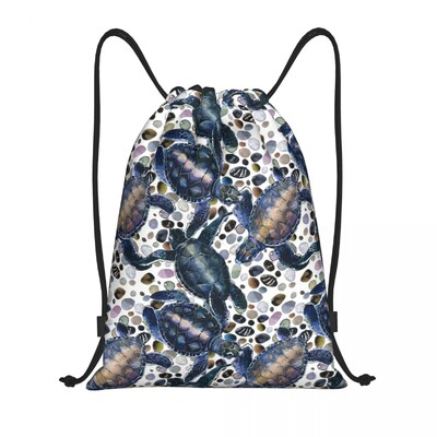 Prilagođena ruksak s kornjačama Ocean World Turtles Seahorse Sportska torba za teretanu za žene i muškarce Morski životni torba za kupovinu