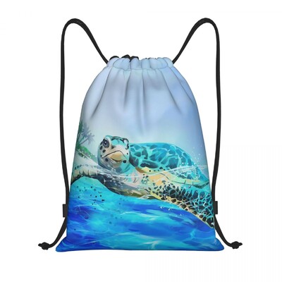 Prilagođena ruksak s kornjačama Ocean World Turtles Seahorse Sportska torba za teretanu za žene i muškarce Morski životni torba za kupovinu