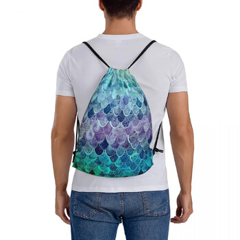 Magic Mermaid Rainbow Раници Преносими чанти с шнурове Джобна спортна чанта BookBag For Men Woman School