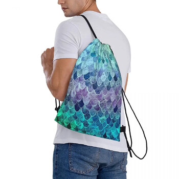 Magic Mermaid Rainbow Раници Преносими чанти с шнурове Джобна спортна чанта BookBag For Men Woman School