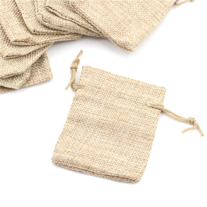 10 buc./lot 7x9cm, sac mic, de iute, de pânză de pânză, geantă de in, geantă cu șnur, pentru nuntă