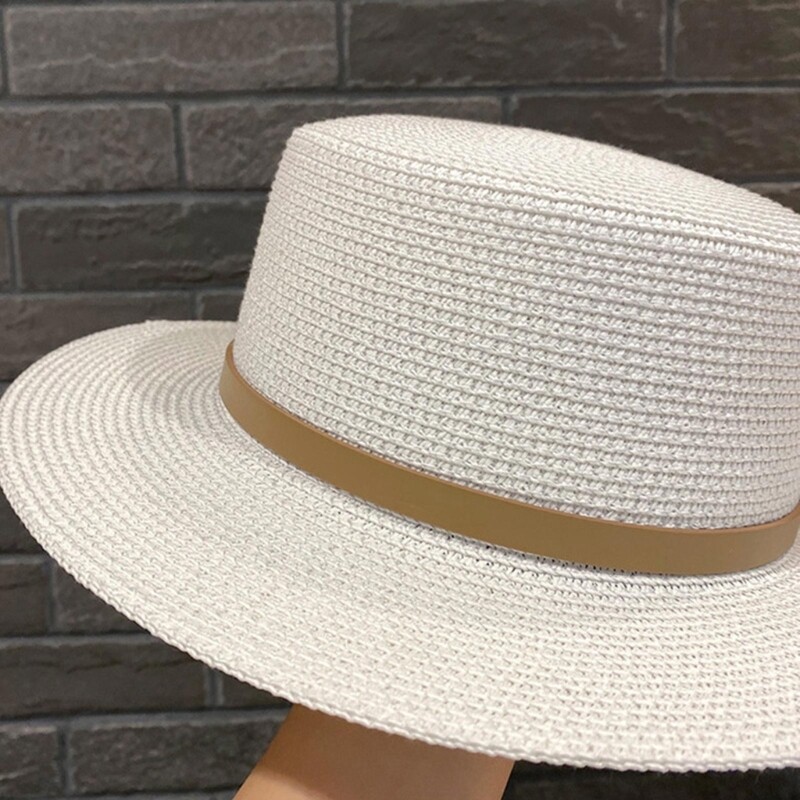 Elpojoša salmu cepure sievietēm Salmu plakana cepure Salmu Panamas cepure Vasaras cepure ar platām malām vasaras saules cepure Cūkgaļas pīrāga cepure Sauļošanās cepure