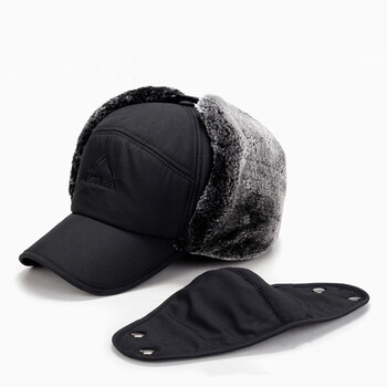 Зимна кожа Топла ветроустойчива шапка Мъже Жени Lei Feng Cap Bomber Faux Fur Ear Flap Cap Black Ski Trooper Trapper Cold Anti-snow Cap