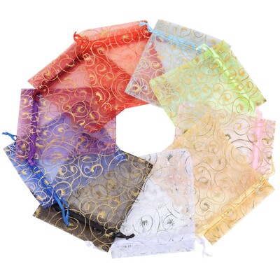 50 bucăți/lot 10x15cm 4x6inch plasă din organza pungă cu șnur pentru pungă de parfum pentru cosmetice