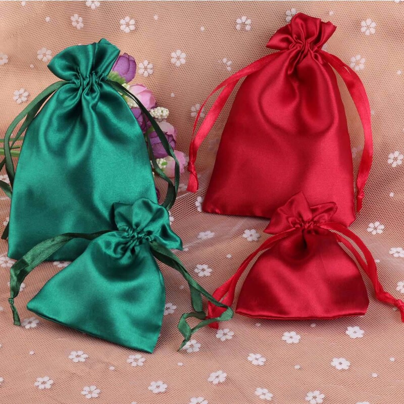 12 bucăți/lot 10x15cm Husă din satin Ambalaj de depozitare de lux Genți cu șnur