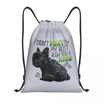 Rucsac personalizat drăguț de buldog francez, cu șnur, geantă de sport pentru bărbați, femei, rucsac de dresaj pentru câini de companie