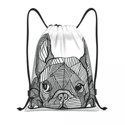 Rucsac personalizat drăguț de buldog francez, cu șnur, geantă de sport pentru bărbați, femei, rucsac de dresaj pentru câini de companie