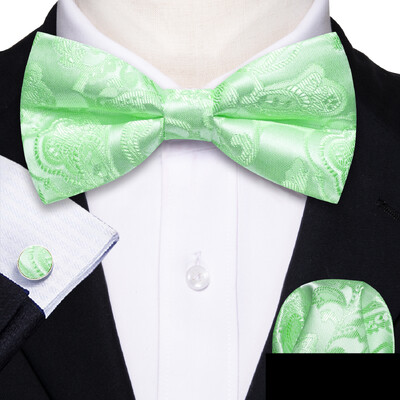 Barry.Wang Svečana crna svilena muška leptir-mašna Jacquard Jednobojna jednobojna leptir-mašna Set dugmadi za manžete Muško vjenčanje Poslovna maturalna večer