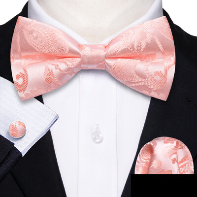 Barry.Wang Svečana crna svilena muška leptir-mašna Jacquard Jednobojna jednobojna leptir-mašna Set dugmadi za manžete Muško vjenčanje Poslovna maturalna večer