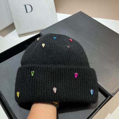 Moda strălucitoare Cășmir cald din lână Skullies Angola Blana de iepure Berici tricotate de iarnă Căciulă pentru femei Căciuli de schi în aer liber în trei ori