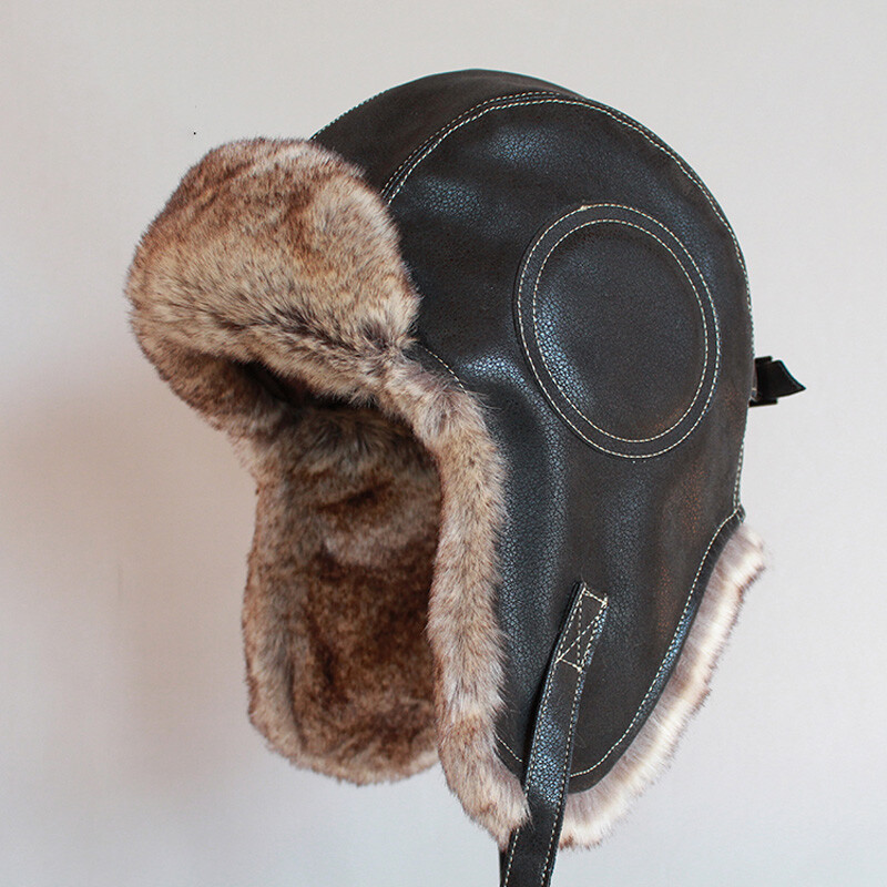 Pălărie Ushanka de iarnă, bărbați, femei, pilot, aviator, bomber, căciulă de capcană, șapcă de zăpadă din piele de blană artificială cu clapete pentru urechi