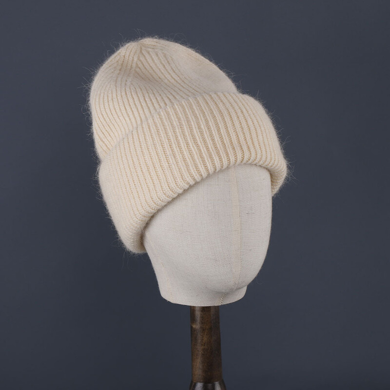 Moda Cășmir Lână Skullies Angola Iepure Blan Iarnă Gros Tricotate Berici Femei Cap Femei Trei Fold Ski Pălării în aer liber