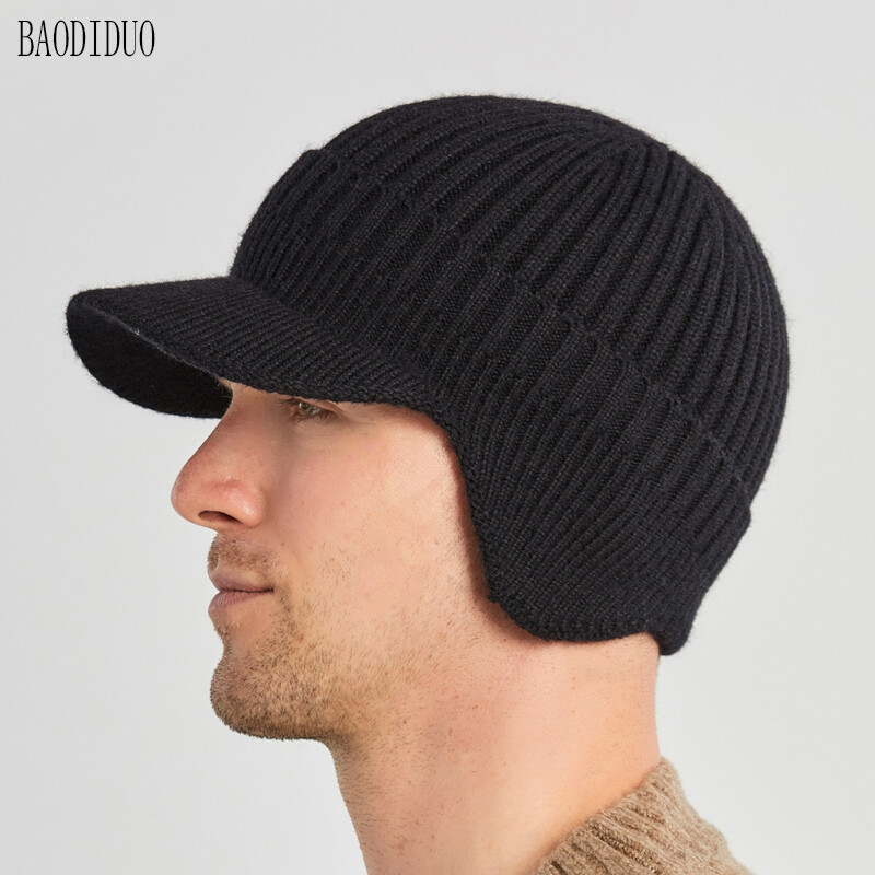 Xinbaoguan 100% acril 9106 pălărie pentru bărbați de toamnă și iarnă pălărie de lână pălărie de lână pălărie de lână în aer liber, căldură, protecție pentru urechi, tricotată
