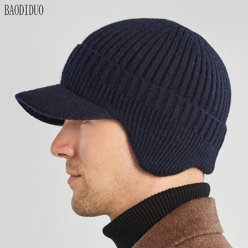 Xinbaoguan 100% acril 9106 pălărie pentru bărbați de toamnă și iarnă pălărie de lână pălărie de lână pălărie de lână în aer liber, căldură, protecție pentru urechi, tricotată