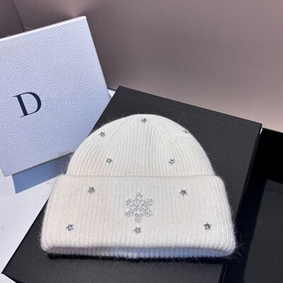 Pălărie tricotată caldă de iarnă, din metal, de lux, pentru femei, din lână, cu blană de iepure, berbeci, șapcă de schi în aer liber, protecție urechi