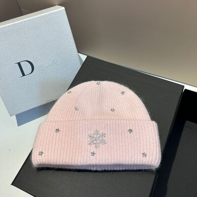 Pălărie tricotată caldă de iarnă, din metal, de lux, pentru femei, din lână, cu blană de iepure, berbeci, șapcă de schi în aer liber, protecție urechi