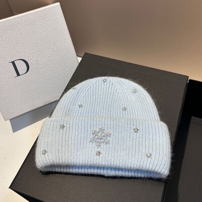 Pălărie tricotată caldă de iarnă, din metal, de lux, pentru femei, din lână, cu blană de iepure, berbeci, șapcă de schi în aer liber, protecție urechi