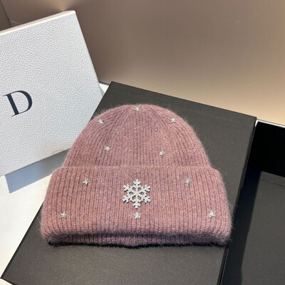 Pălărie tricotată caldă de iarnă, din metal, de lux, pentru femei, din lână, cu blană de iepure, berbeci, șapcă de schi în aer liber, protecție urechi