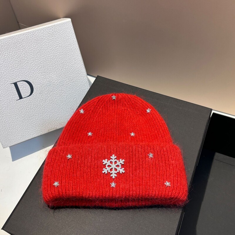 Pălărie tricotată caldă de iarnă, din metal, de lux, pentru femei, din lână, cu blană de iepure, berbeci, șapcă de schi în aer liber, protecție urechi