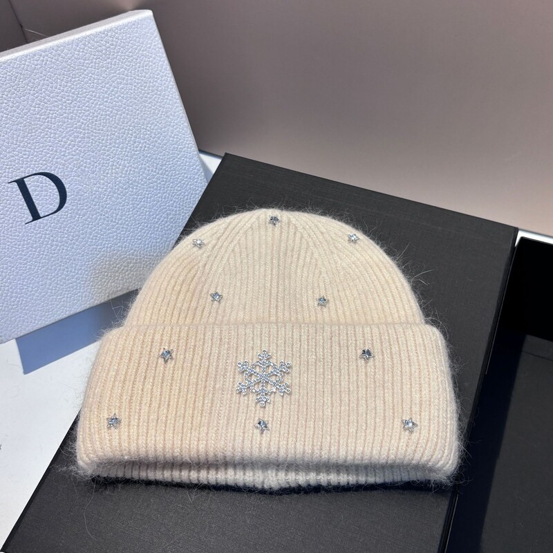 Pălărie tricotată caldă de iarnă, din metal, de lux, pentru femei, din lână, cu blană de iepure, berbeci, șapcă de schi în aer liber, protecție urechi